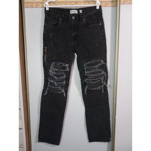 FWRD Black 34 Denim Moto Distressed Skinny Biker Outdoor Going Out Jeans
